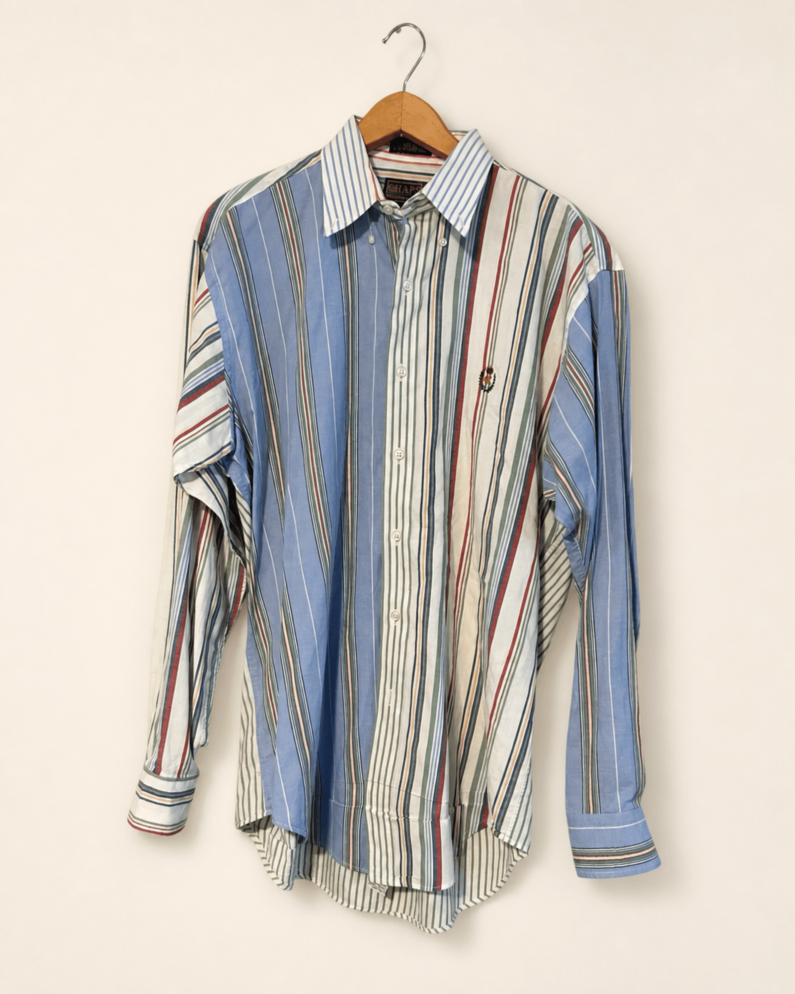 Full-front preview of a multicolor striped Chaps Ralph Lauren button-down shirt